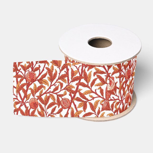 Art Nouveau Bird & Pomegranate, Mandarin Orange   Grosgrain Ribbon (Spool)
