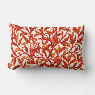 Art Nouveau Bird & Pomegranate, Mandarin Orange Lumbar Pillow
