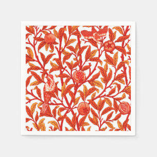 Art Nouveau Bird & Pomegranate, Mandarin Orange Paper Napkins