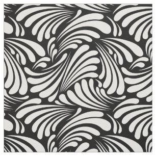 Art Nouveau Black and White Fabric