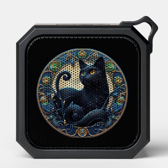 Art Nouveau Black Cat Bluetooth Speaker (Front)