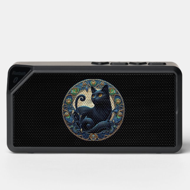 Art Nouveau Black Cat Bluetooth Speaker (Front)