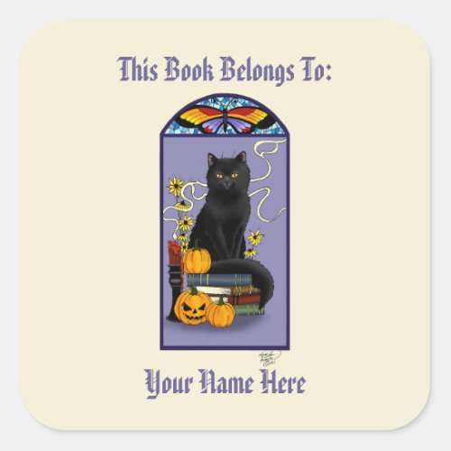 Art Nouveau Black Cat Bookplate