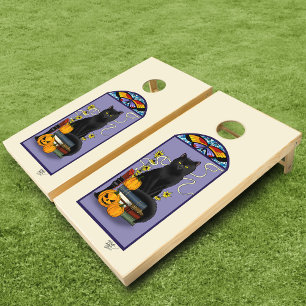 Art Nouveau Black Cat Cornhole Set