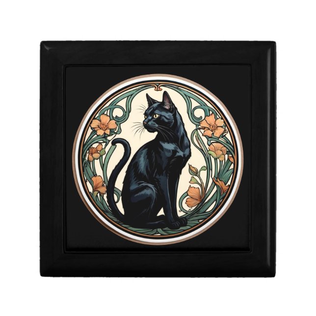Art Nouveau Black Cat  Gift Box (Front)