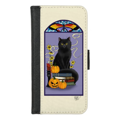 Art Nouveau Black Cat iPhone 87 Wallet Case