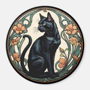Art Nouveau Black Cat Magnet