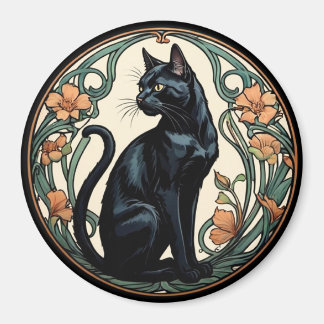 Art Nouveau Black Cat Magnet