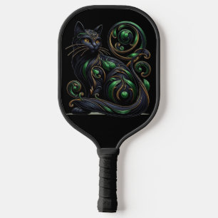 Art Nouveau Black Cat Pickleball Paddle