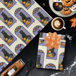 Art Nouveau Black Cat Wrapping Paper