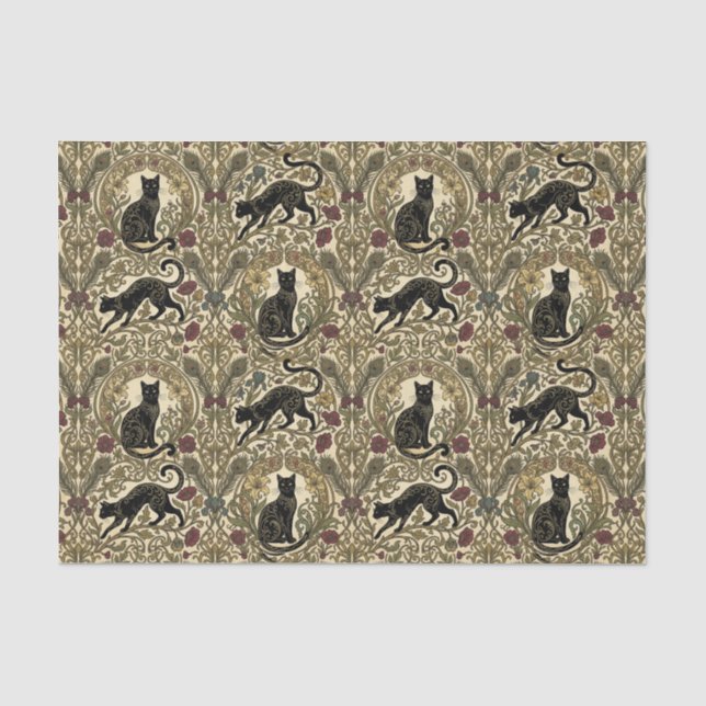 Art Nouveau Black Cats Tissue Paper (Front)