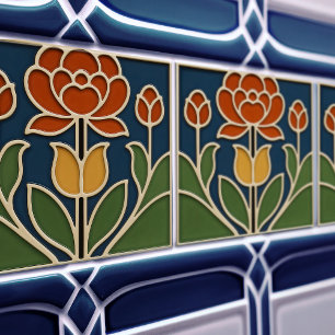 Art Nouveau Bloom Floral Ceramic Tile