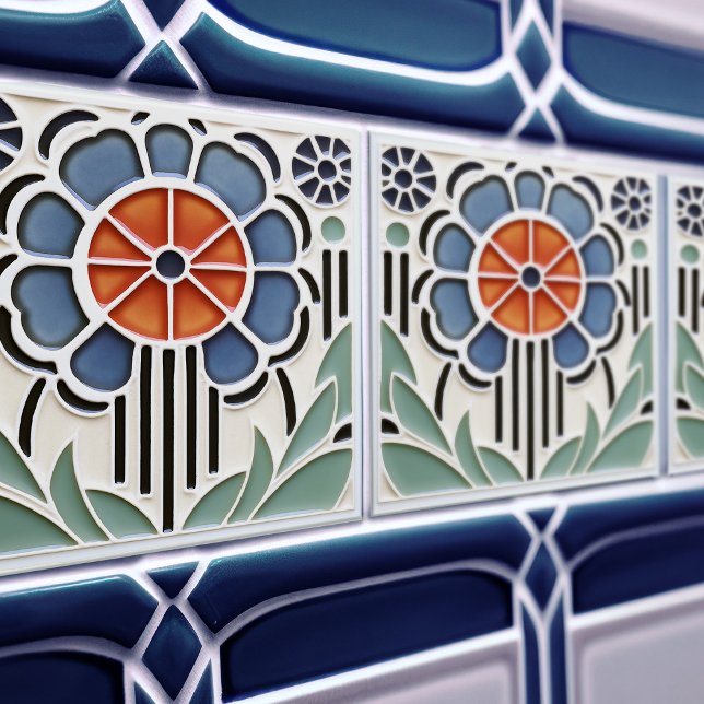 Art Nouveau Bloom Floral Ceramic Tile (Creator Uploaded)