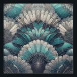 Art Nouveau Blue and Silver Fans<br><div class="desc">Shining blue and silver fans bring color to any home with this art nouveau design in blue,  teal and silver.</div>