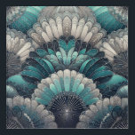 Art Nouveau Blue and Silver Fans<br><div class="desc">Shining blue and silver fans bring color to any home with this art nouveau design in blue,  teal and silver.</div>
