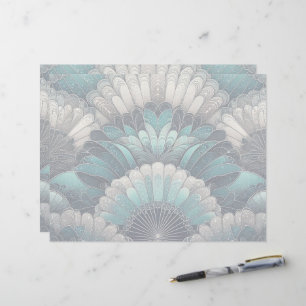 Art Nouveau Blue and Silver Fans Letterhead