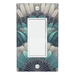 Art Nouveau Blue and Silver Fans Light Switch Cover