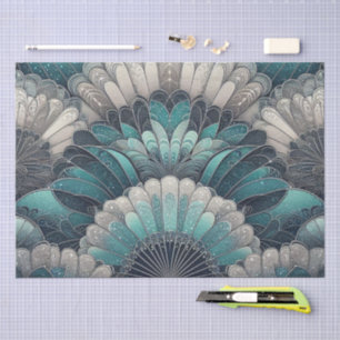 Art Nouveau Blue and Silver Fans Tissue Paper