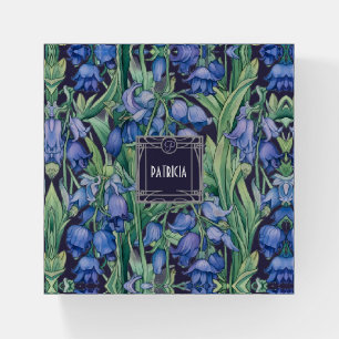 Art Nouveau blue floral Name Paperweight