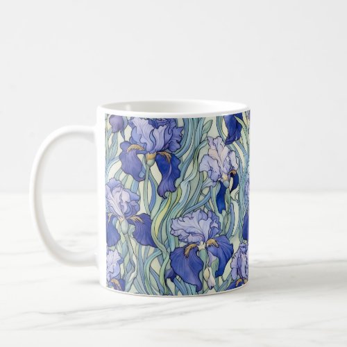 Art Nouveau blue iris Coffee Mug