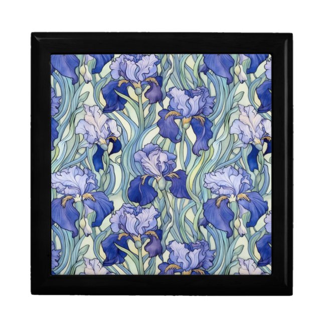 Art Nouveau blue iris Gift Box (Front)