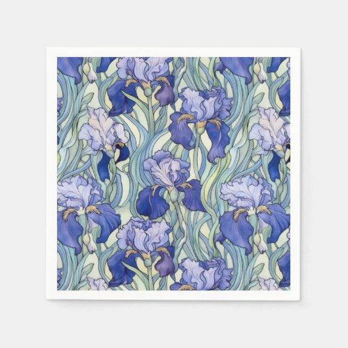 Art Nouveau blue iris Napkins