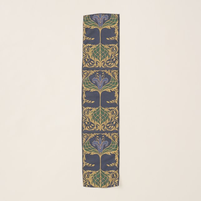 Art Nouveau Blue Lily 1902 Scarf (Front)