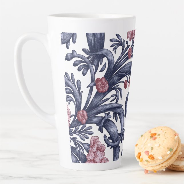 Art Nouveau Blue Pink Latte Mug (In Situ)