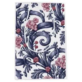 Art Nouveau Blue Pink Medium Gift Bag