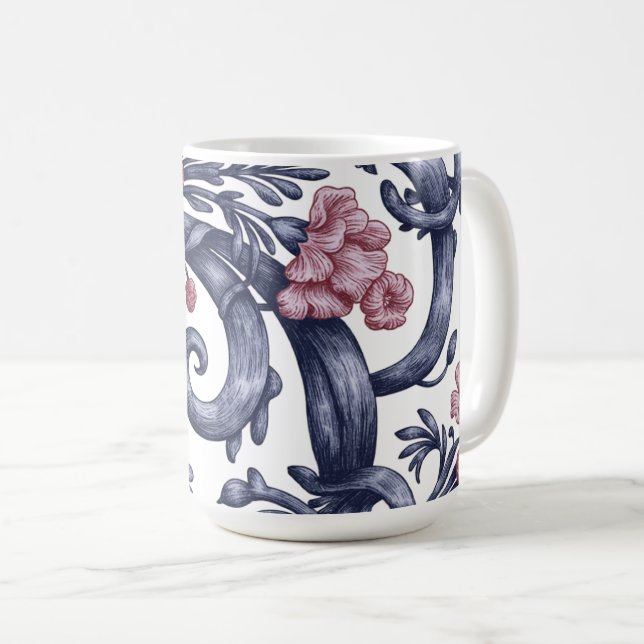 Art Nouveau Blue Pink Mug (Front Right)