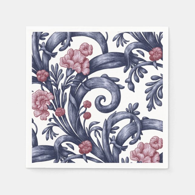Art Nouveau Blue Pink Napkin (Front)