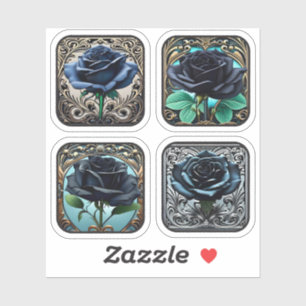 Art Nouveau Blue Rose Black Roses Assortment #2 Sticker