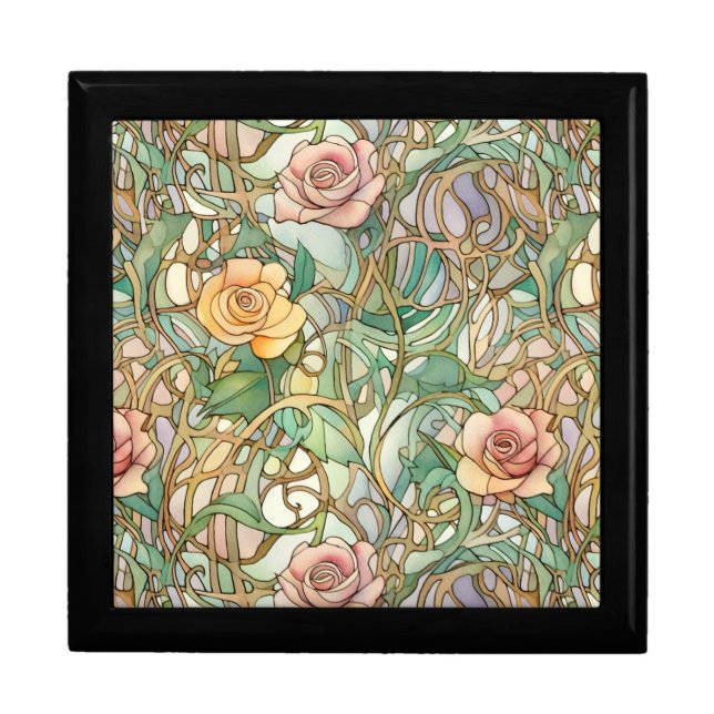 Art Nouveau blush pink soft roses  Gift Box (Front)