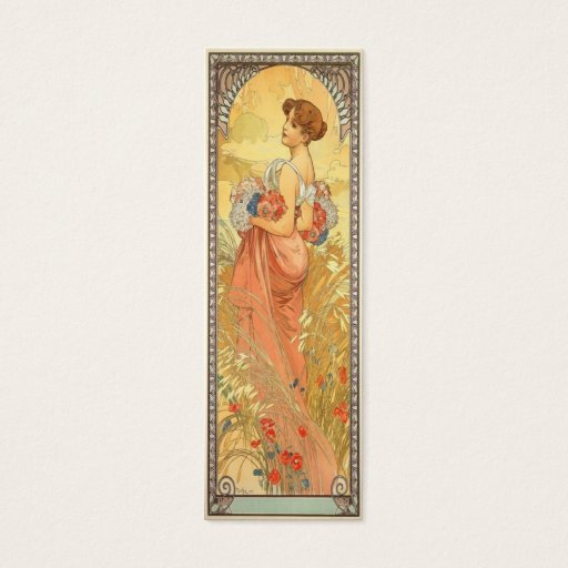 Customizable Art Nouveau Bookmark Business Card Template