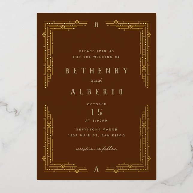  Art Nouveau Border Foil Invitation (Front)