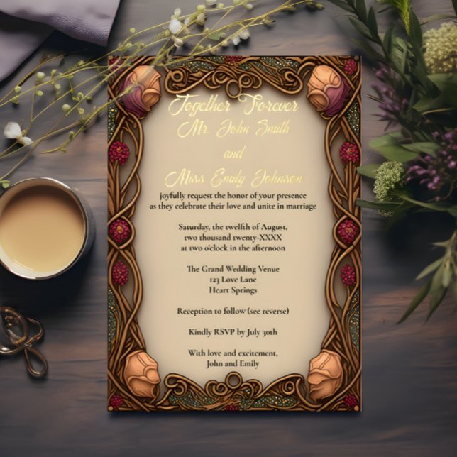 Art Nouveau Border & Foil Lettering -  Foil Invitation (Creator Uploaded)