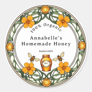 Art Nouveau Border Homemade Honey Classic Round Sticker