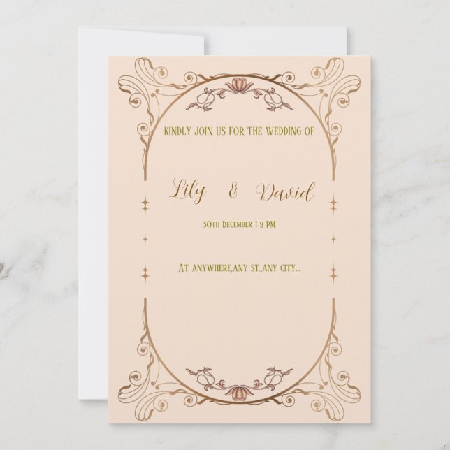 Art nouveau border wedding invitation. invitation (Front)