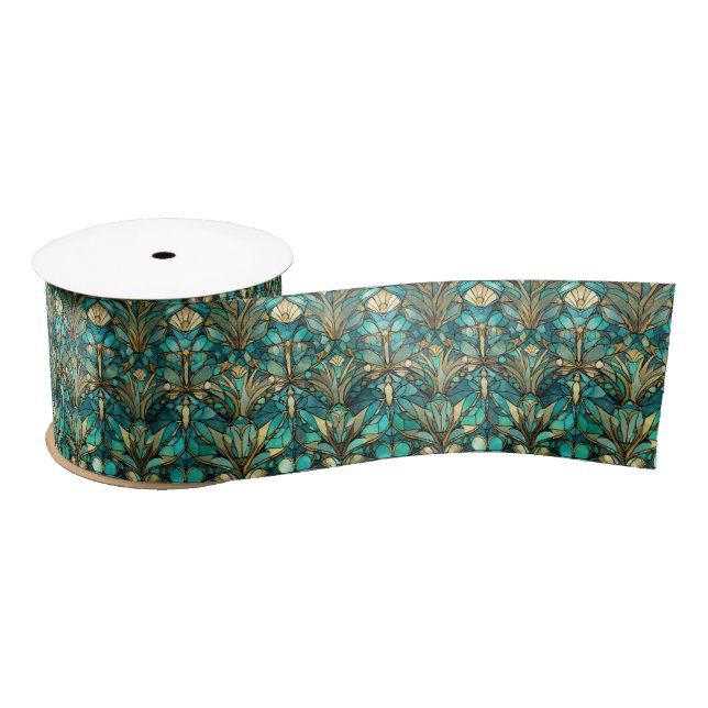 Art Nouveau Botanical Floral Satin Ribbon (Spool)