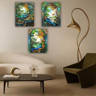 Art Nouveau Botanical Symphony Stained Glass Art Foam Core Photo Tile
