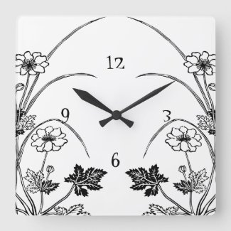 Art Nouveau Botanical Wall Clock