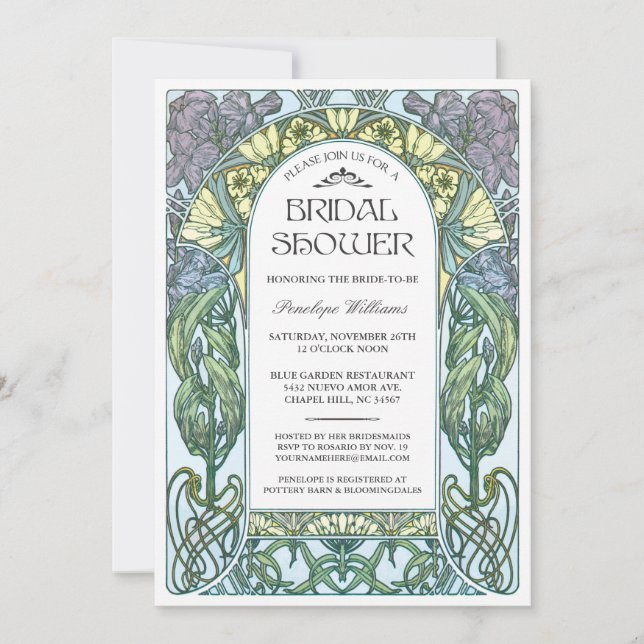 Art Nouveau Bridal Shower Invitations V.01 (Front)