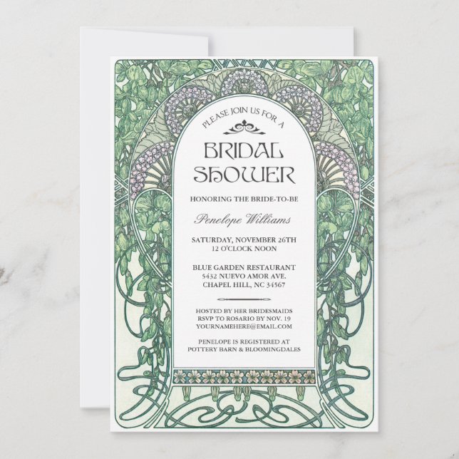Art Nouveau Bridal Shower Invitations V.05 (Front)