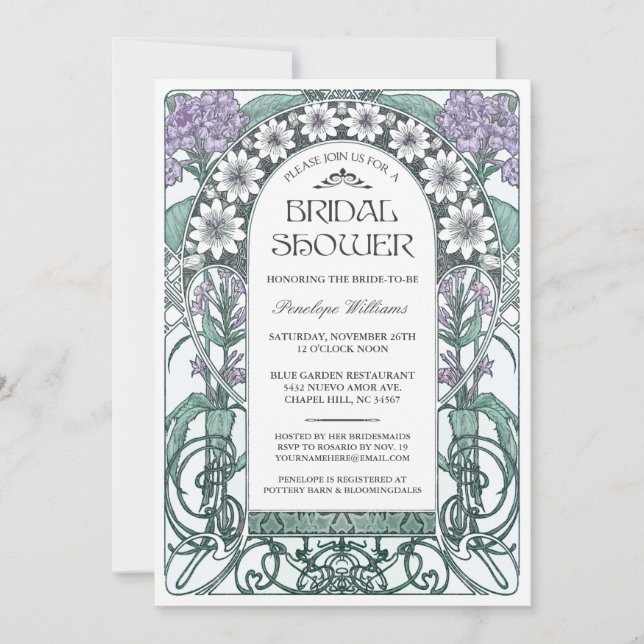Art Nouveau Bridal Shower Invitations V.06 (Front)