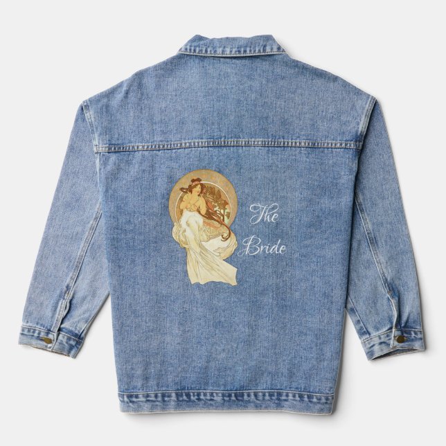Art Nouveau Bride Wedding Denim Jacket (Back)