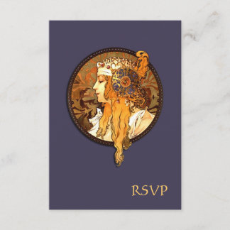 Art Nouveau Bride Wedding RSVP Card