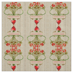 Art Nouveau Brooch Rose and Heart Fabric