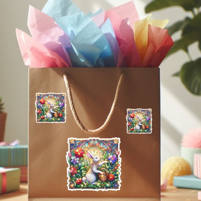 Art Nouveau Bunny Garden Stained Glass Easter Sticker (Creator Uploaded)