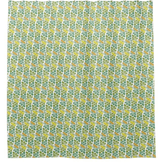 Art Nouveau Buttercup floral wallpaper damask Shower Curtain (Front)