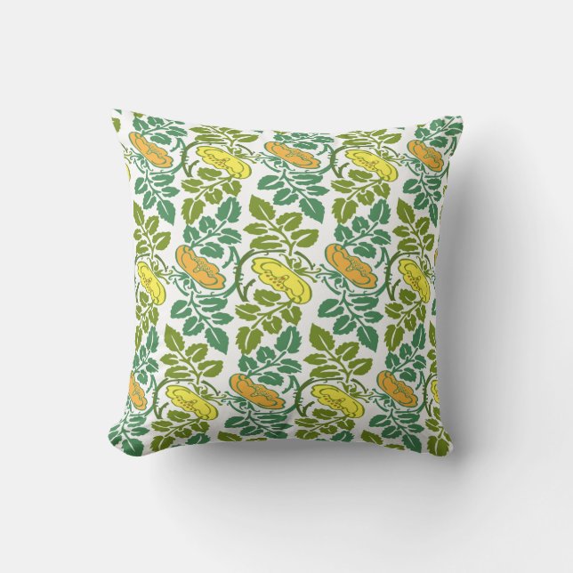 Art Nouveau Buttercup floral wallpaper damask Throw Pillow (Front)